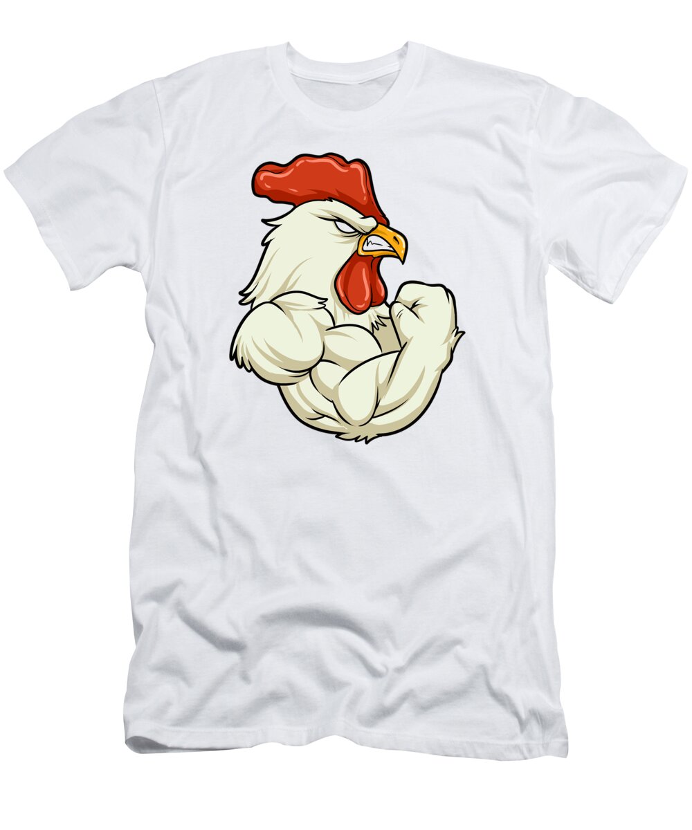 Rooster At The Gym Fitness Training Muscles T-Shirt by Mister Tee - Pixels