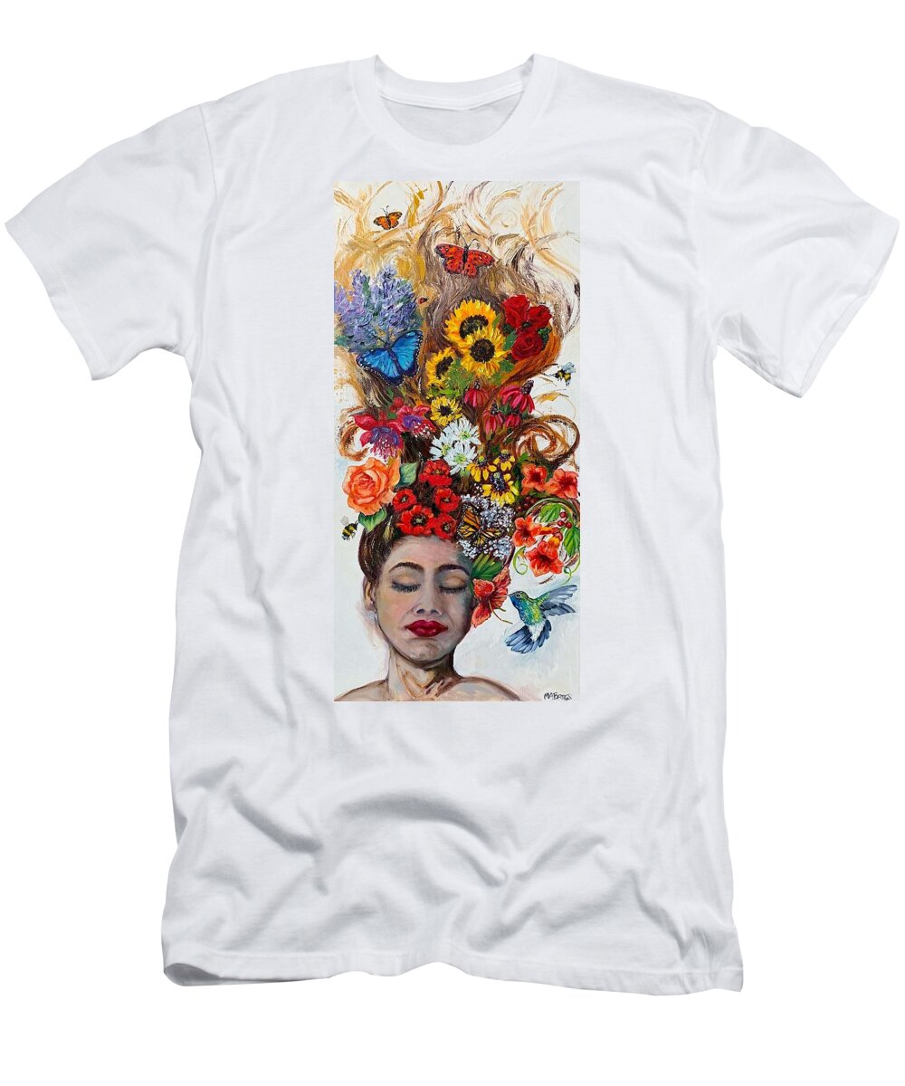 Melissa A. Torres T-Shirt featuring the painting She Dreams of Gardens by Melissa Torres