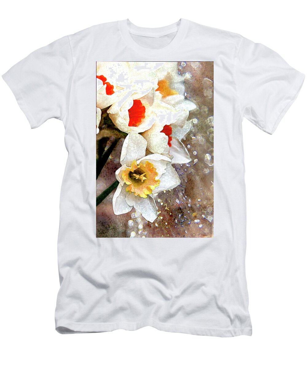 Daffodils T-Shirt featuring the digital art Thankful #1 by Vanessa Thomas