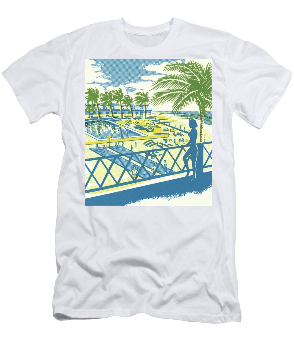 Accommodate T-Shirt featuring the drawing Tropical Vacation #1 by CSA Images