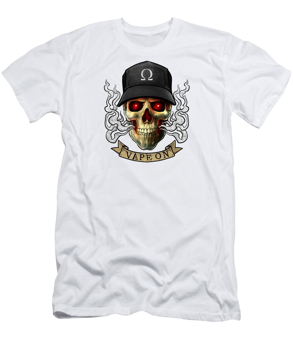 Vape T-Shirt featuring the digital art Vaping Skull Vape On Cloud Chaser Vaper #2 by Mister Tee