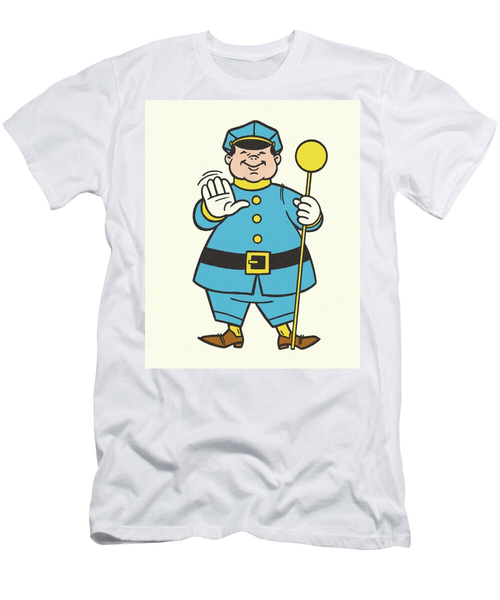 Adult T-Shirt featuring the drawing Traffic Cop #11 by CSA Images