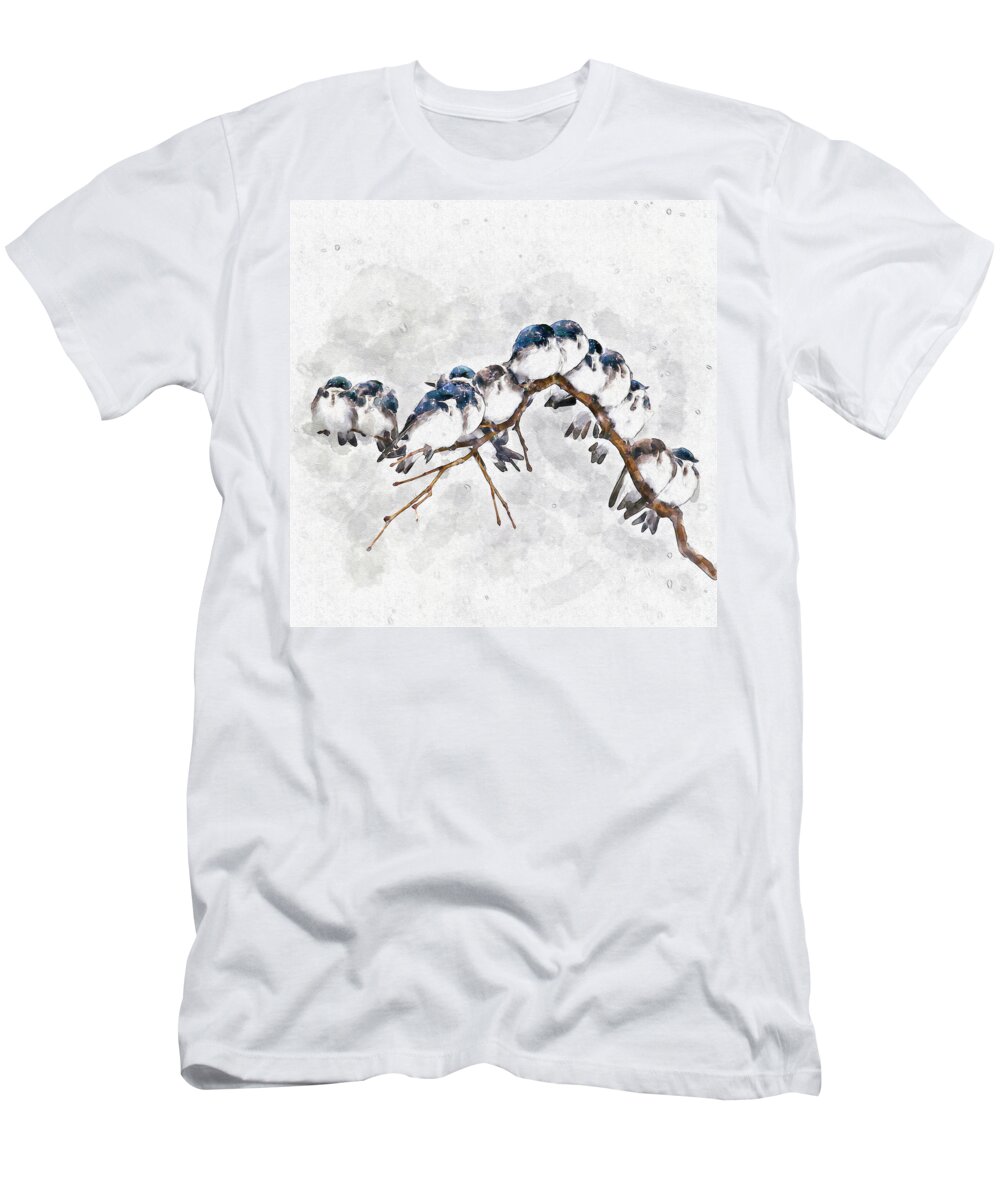 Plenty T-Shirt featuring the painting 12 On A Twig by Marian Voicu