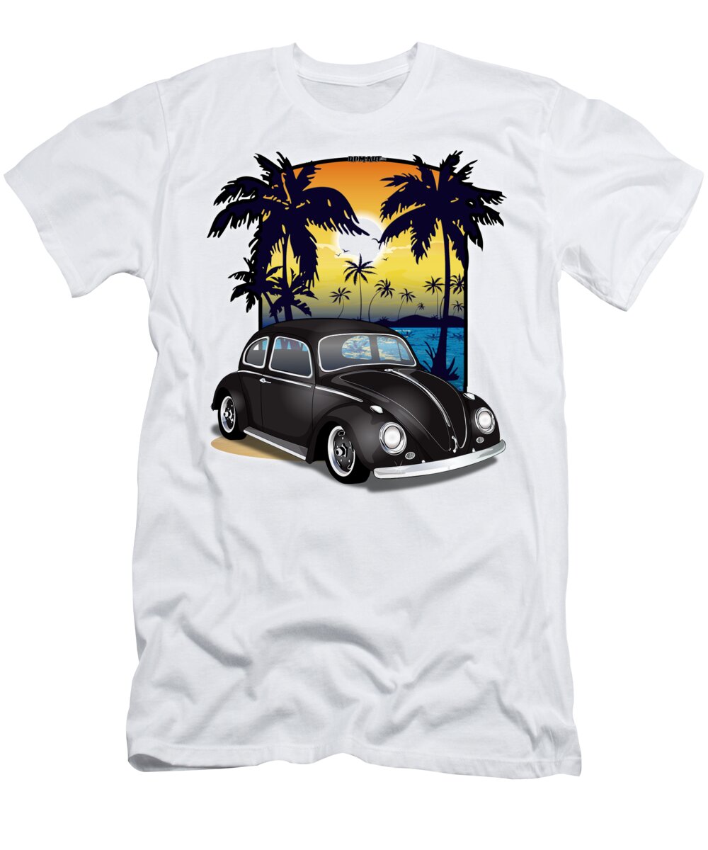 1959 Black Volkswagen Bug California Beachin Long Sleeve Shirt T-Shirt Jim Schuett Fine Art America