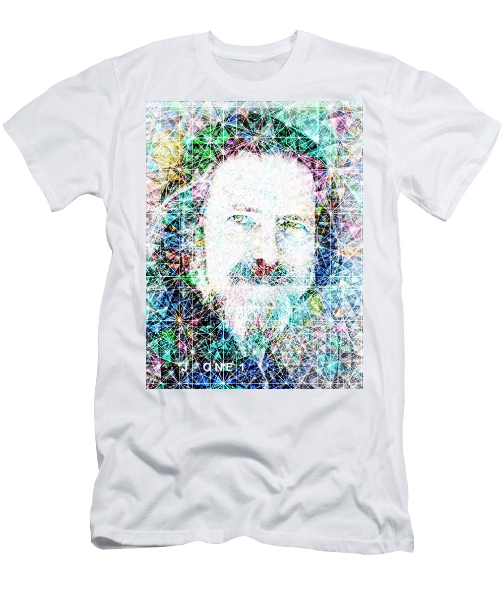 Alan Watts T-Shirt featuring the digital art Alan Watts #1 by J U A N - O A X A C A