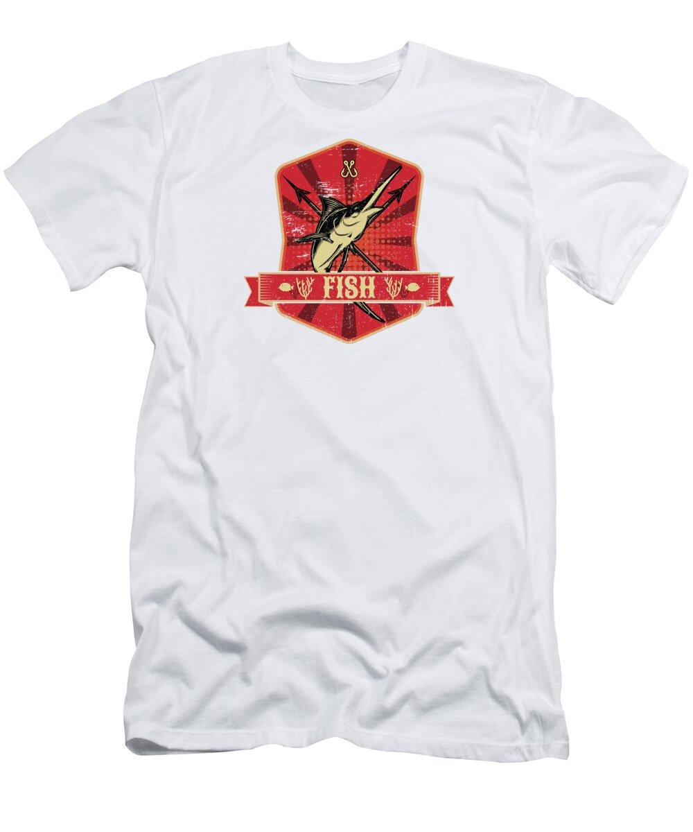 River T-Shirt featuring the digital art Fish Propaganda Fishing Angler Lake Boat #6 by Mister Tee