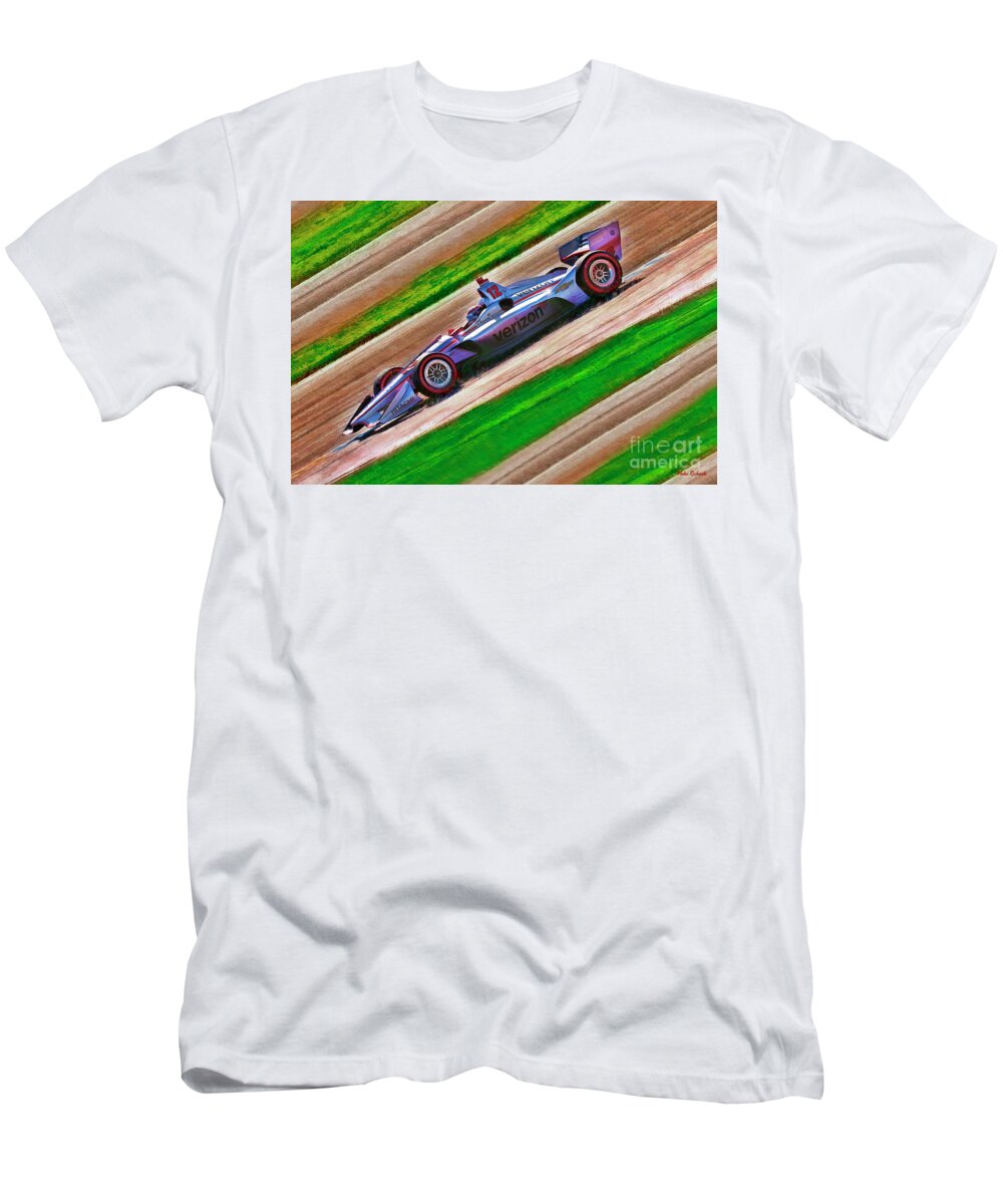  T-Shirt featuring the photograph 2018 Indy Car Winner Will Power Verizon Chevroletr by Blake Richards
