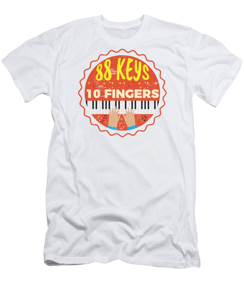 Music T-Shirt featuring the digital art 88 Keys 10 Fingers Piano Pianist Music #3 by Mister Tee