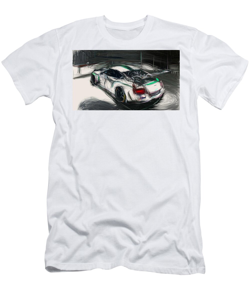 Bentley T-Shirt featuring the digital art Bentley Continental GT3 Drawing #4 by CarsToon Concept