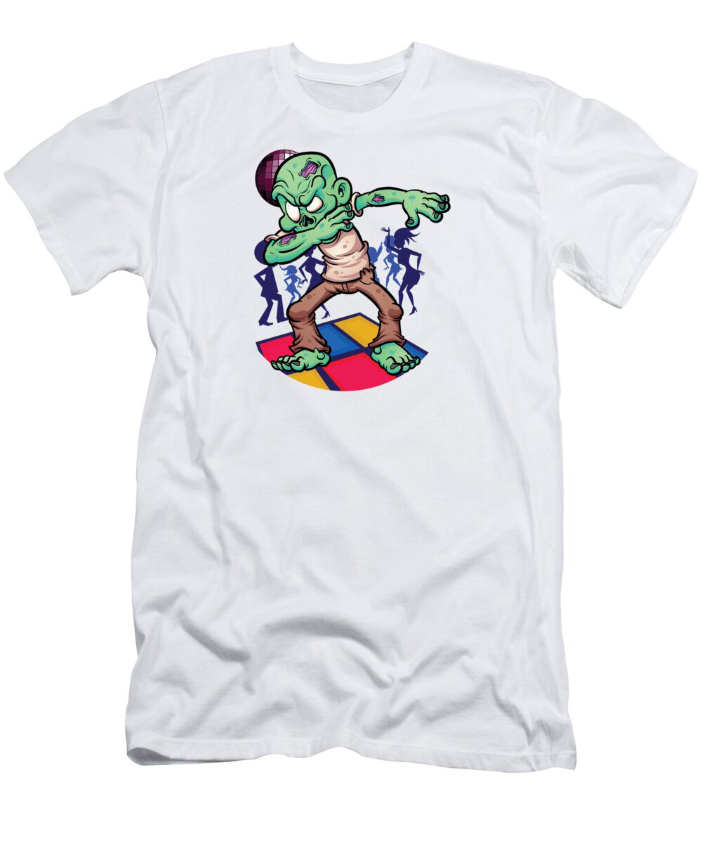 Skull T-Shirt featuring the digital art Dabbing Zombie Dancing Horror Creature Halloween #1 by Mister Tee