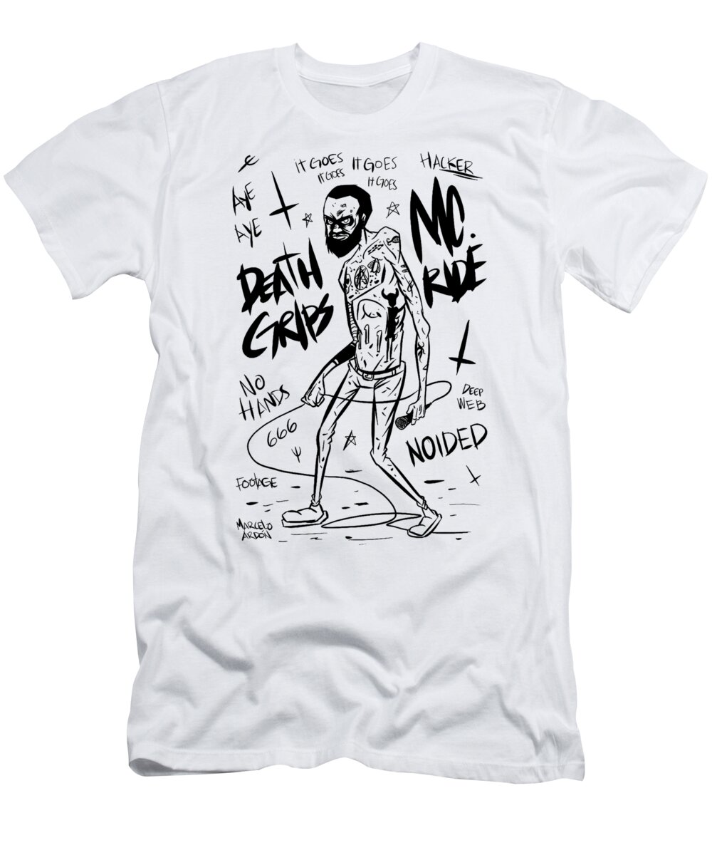 Music T-Shirt featuring the digital art Death Grips #3 by Sauca Brenda