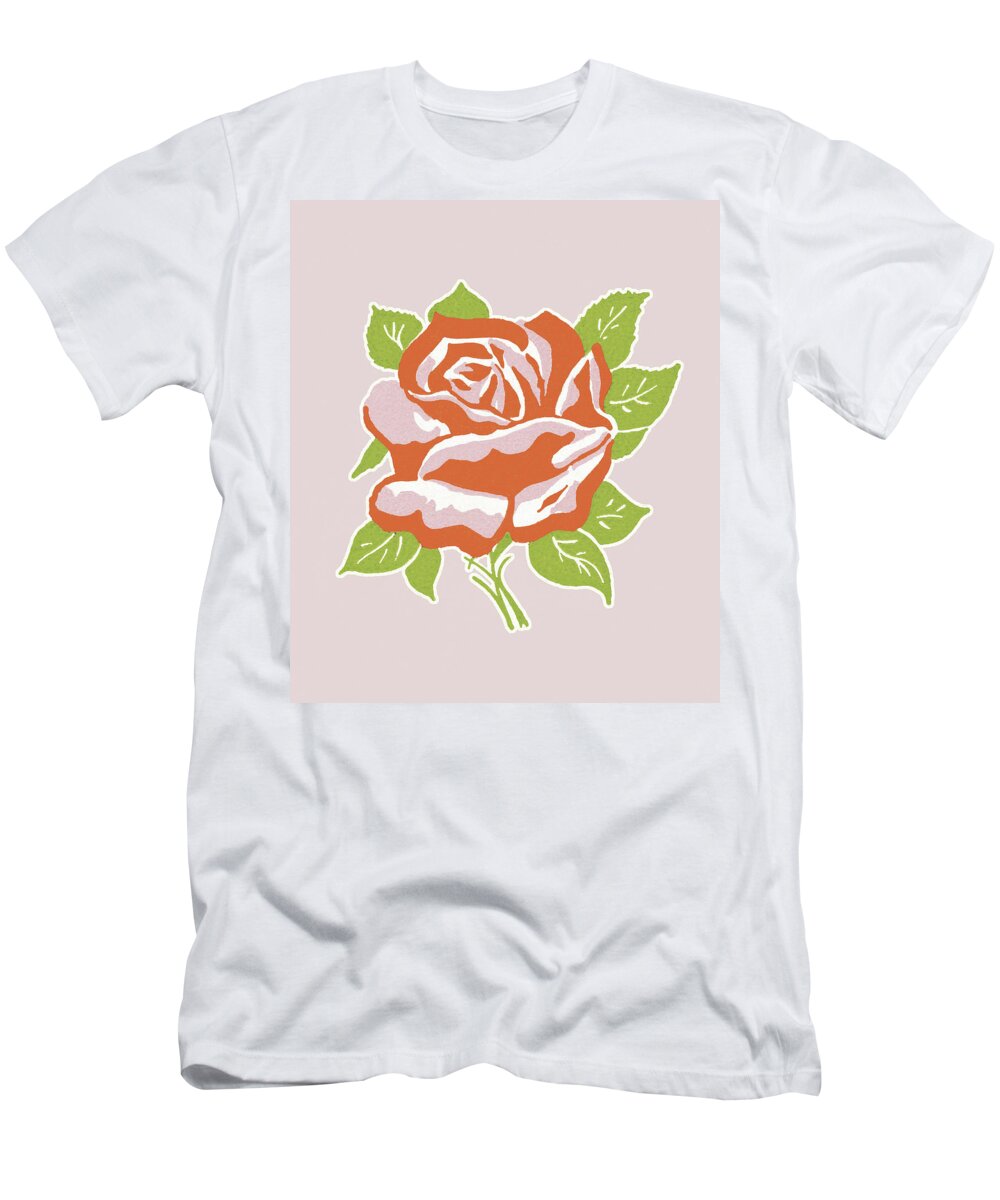 Bloom T-Shirt featuring the drawing Red Rose #3 by CSA Images