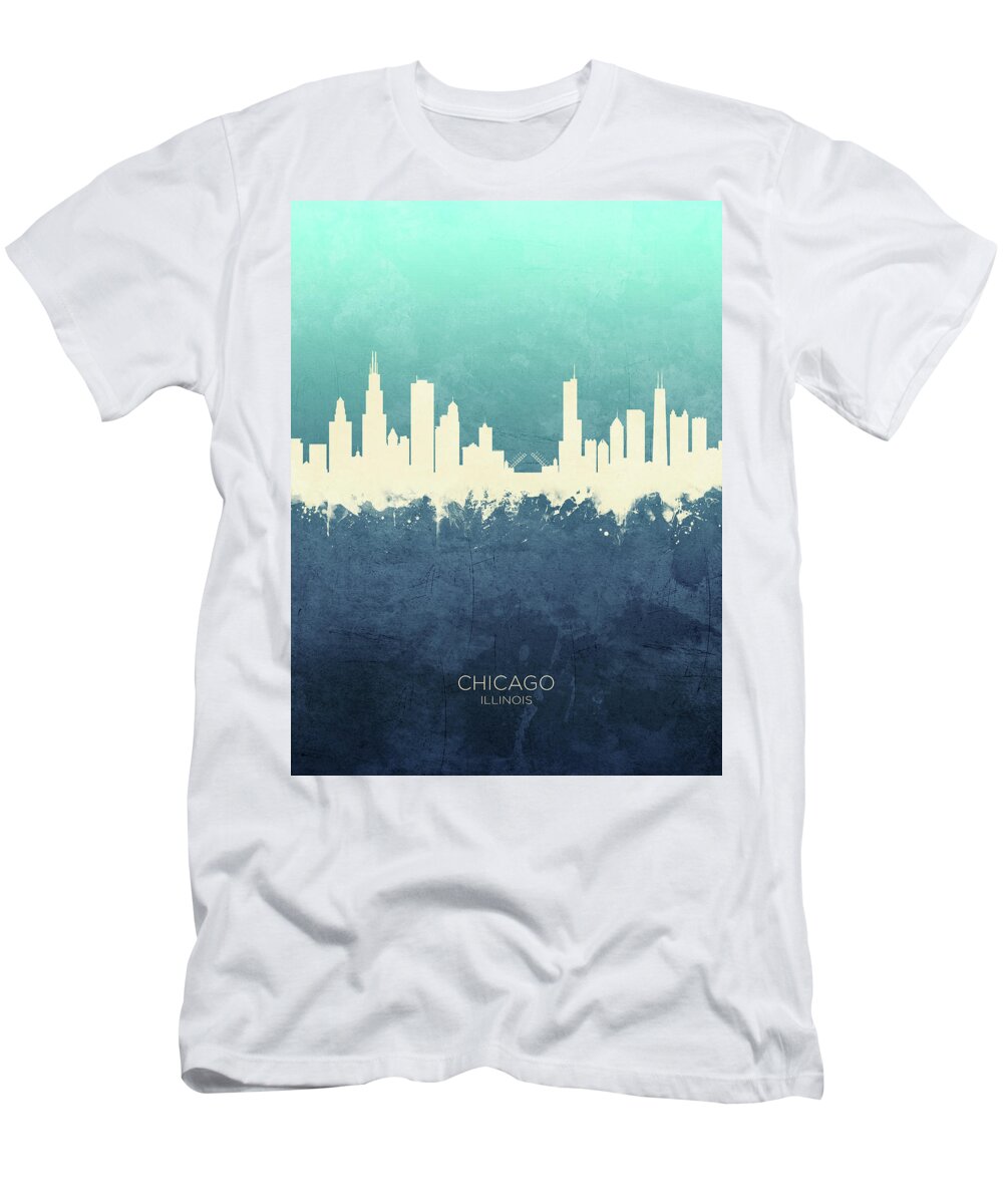 Chicago T-Shirt featuring the digital art Chicago Illinois Skyline #38 by Michael Tompsett