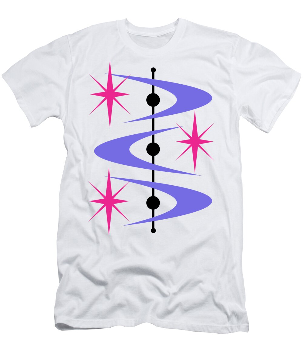 Mid Century Modern T-Shirt featuring the digital art Boomerangs and Stars by Donna Mibus
