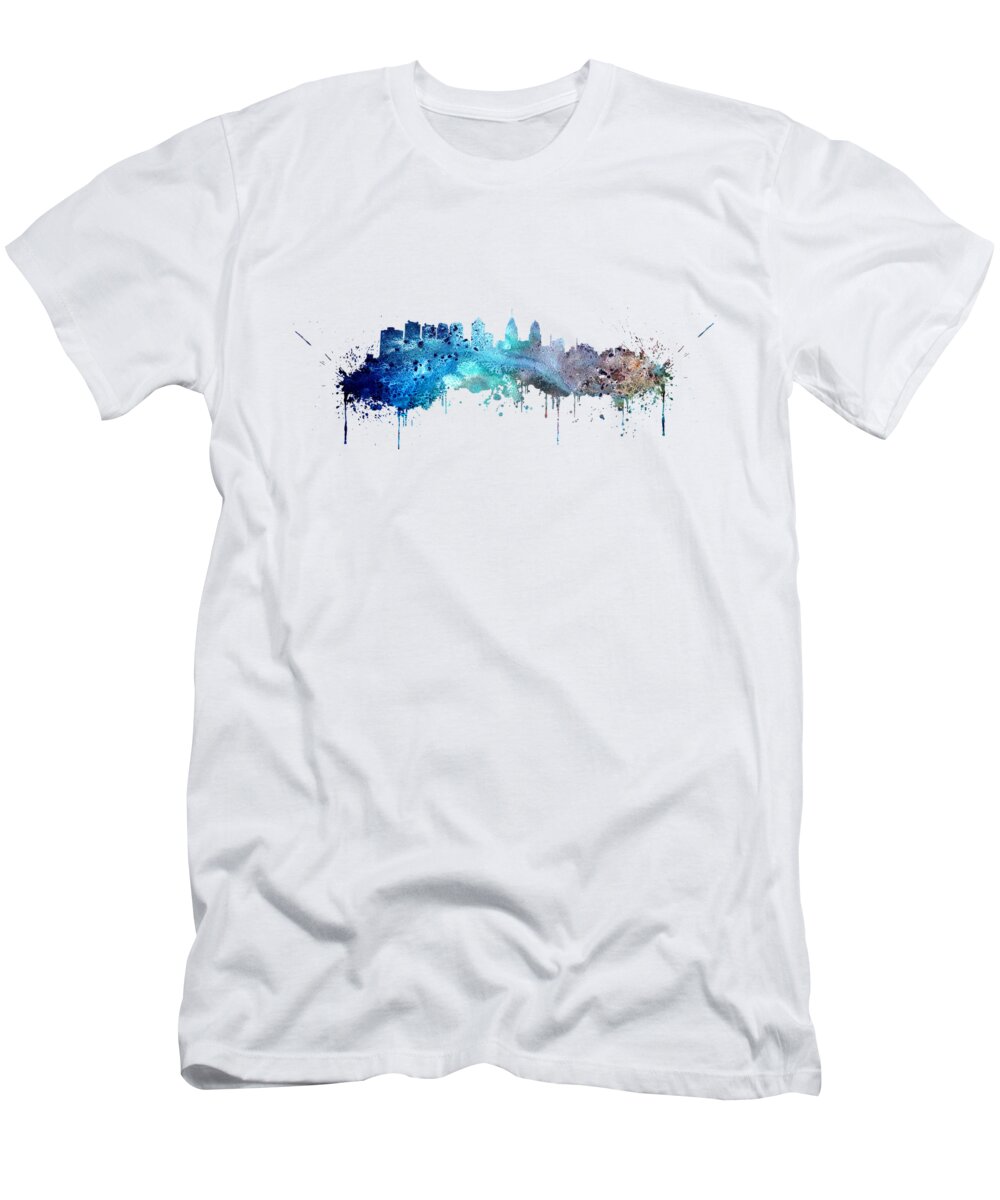 Philadelphia Skyline T-Shirt featuring the digital art Philadelphia #4 by Erzebet S