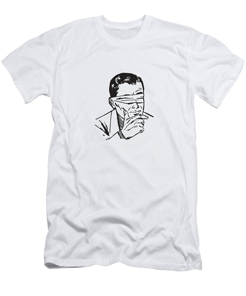Adult T-Shirt featuring the drawing Blindfolded Man #5 by CSA Images