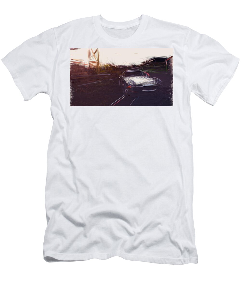 Jaguar T-Shirt featuring the digital art Jaguar Lightweight E Type Drawing #6 by CarsToon Concept