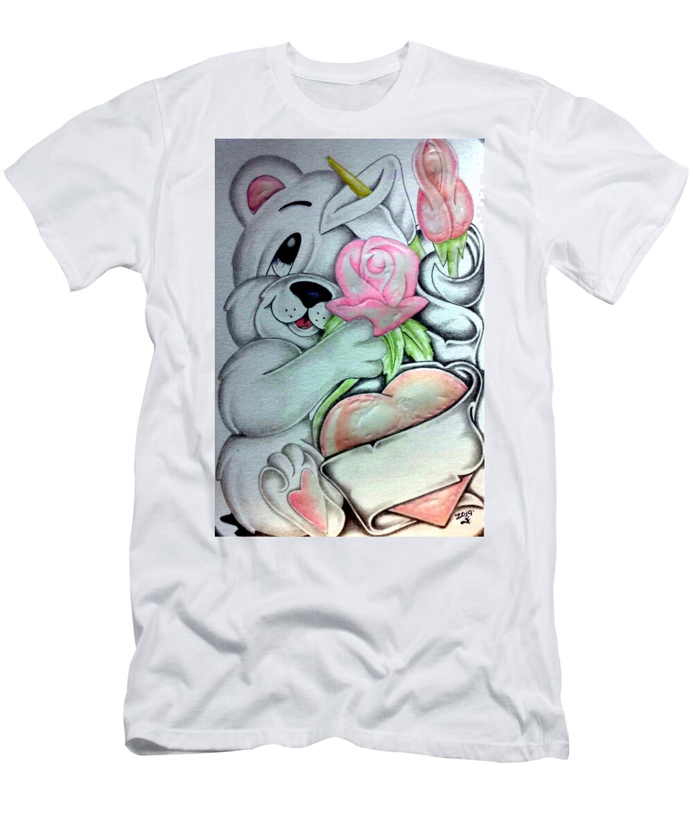 Mexican American Art T-Shirt featuring the drawing Untitled 5 by Abraham Reasons Ledesma
