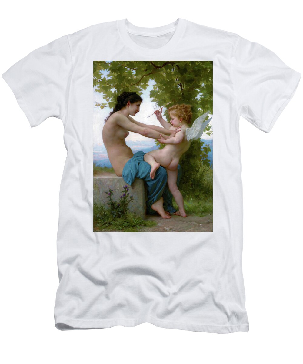 Young Girl T-Shirt featuring the painting A Young Girl Defending Herself Against Eros by Rolando Burbon