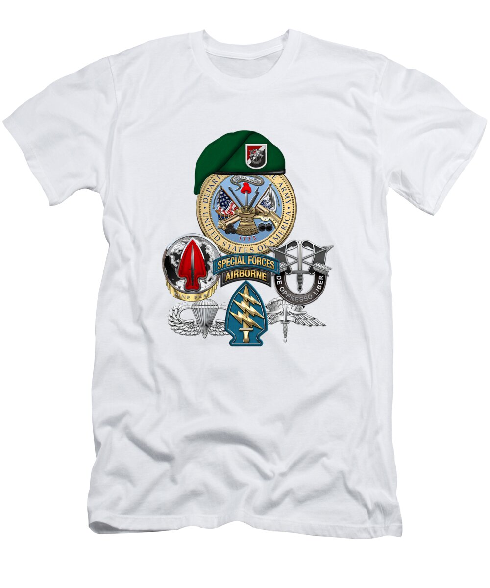 U.s. Army Special Forces Collection By Serge Averbukh T-Shirt featuring the digital art 6th Special Forces Group - Green Berets Special Edition by Serge Averbukh