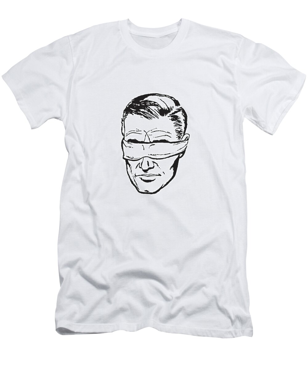 Archive T-Shirt featuring the drawing Blindfolded Man #7 by CSA Images