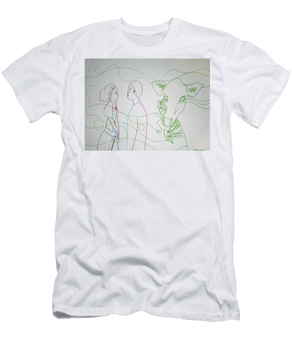 Jesus T-Shirt featuring the painting Kintu and Nambi #70 by Gloria Ssali