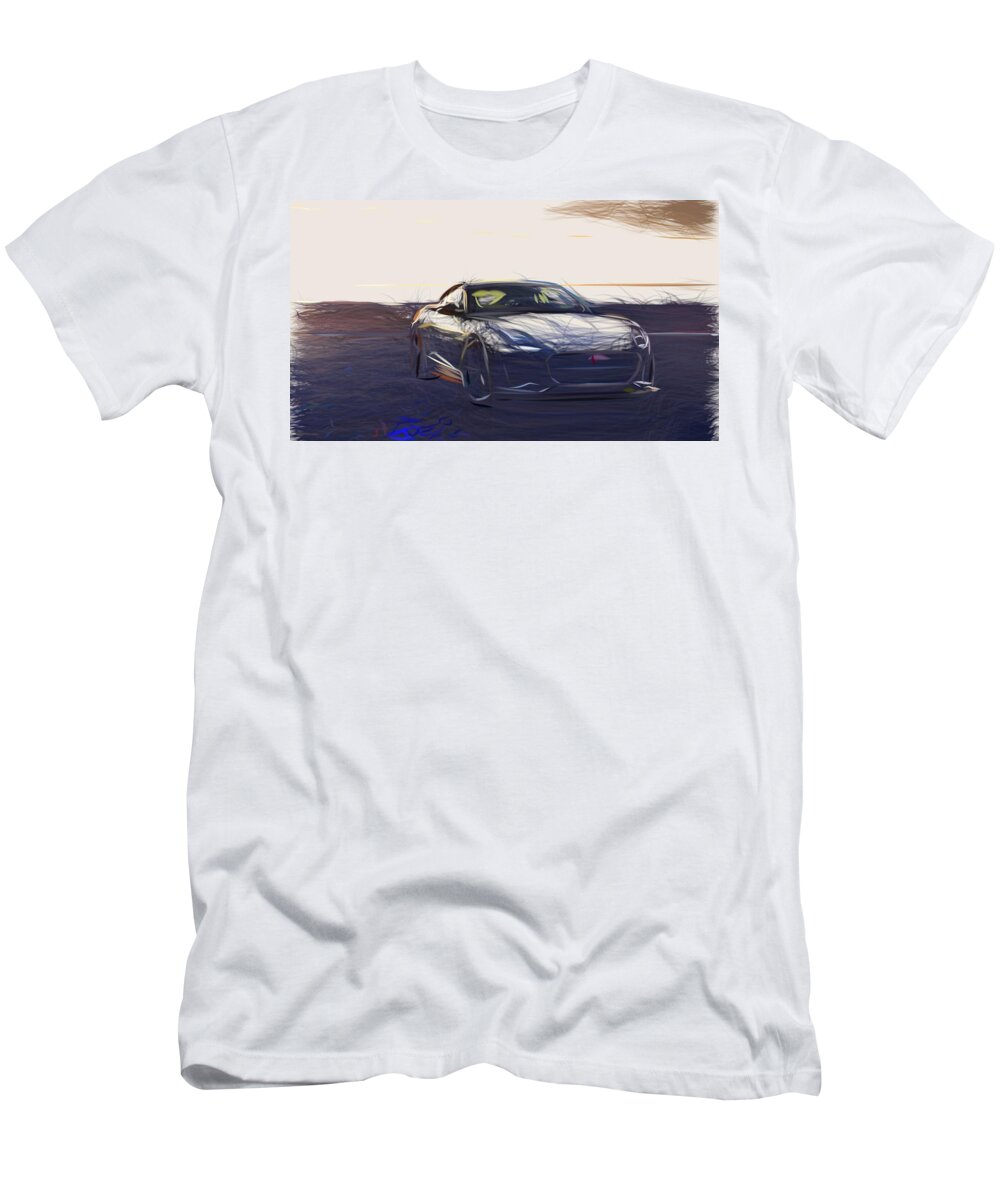 Jaguar T-Shirt featuring the digital art Jaguar F Type Drawing #10 by CarsToon Concept