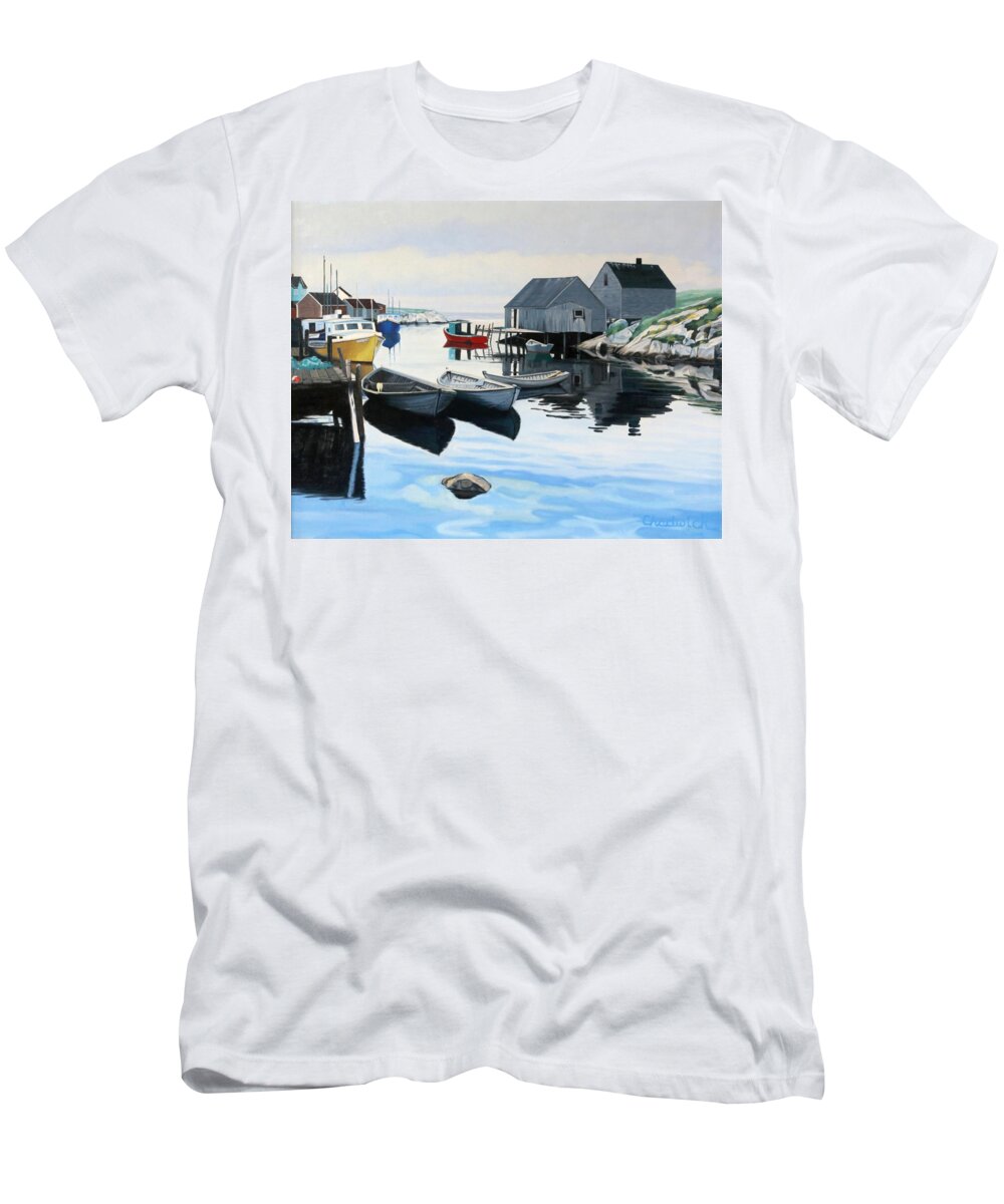 125 T-Shirt featuring the painting A Foggy Morning at Peggy's by Phil Chadwick