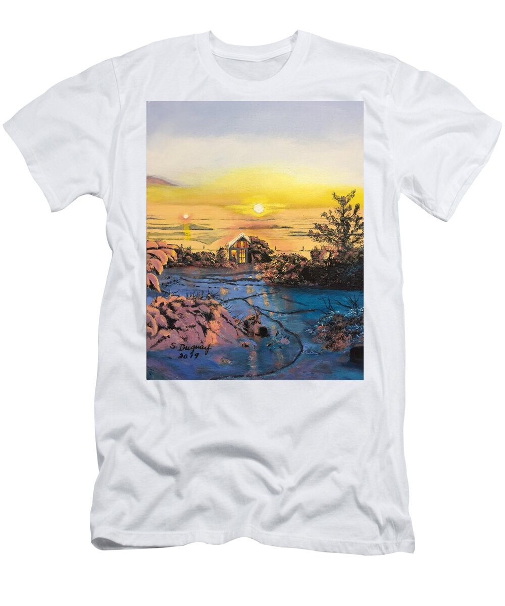 Sunrise T-Shirt featuring the painting A Perfect Prairie Morning by Sharon Duguay