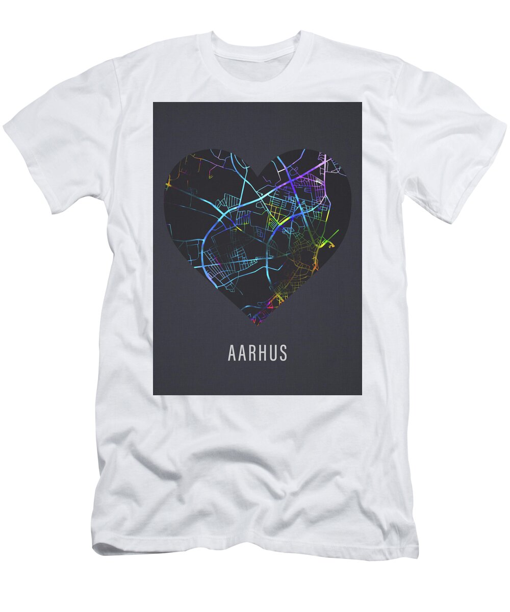 efterfølger Forløber nyheder Aarhus Denmark City Street Map Heart Love Dark Mode T-Shirt by Design  Turnpike - Instaprints