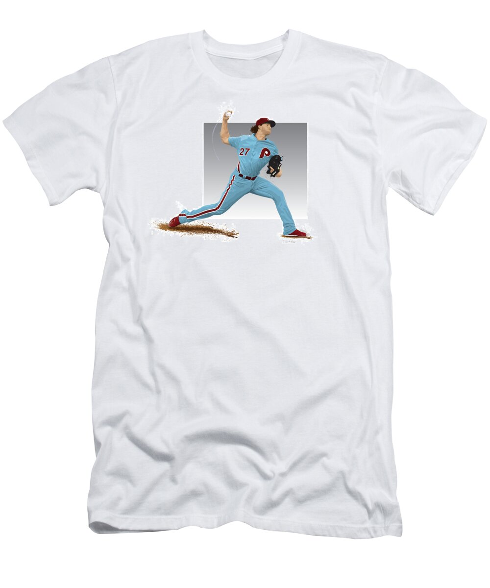 Baseball T-Shirt featuring the digital art Aaron Nola by Scott Weigner