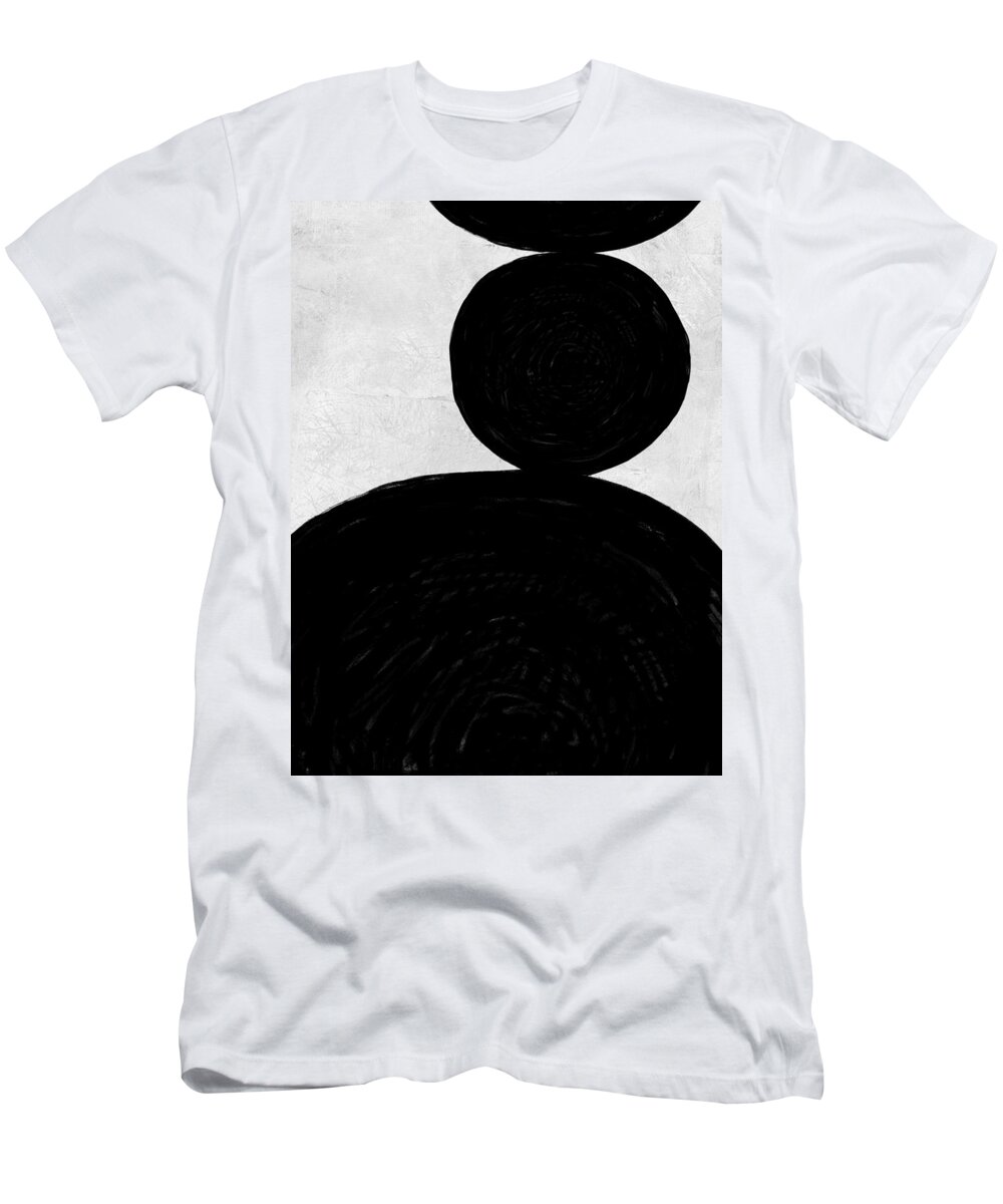 Black And White T-Shirt featuring the painting Abstract Black and White No.55 by Naxart Studio