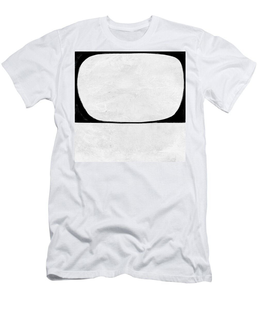 Black And White T-Shirt featuring the painting Abstract Black and White No.57 by Naxart Studio