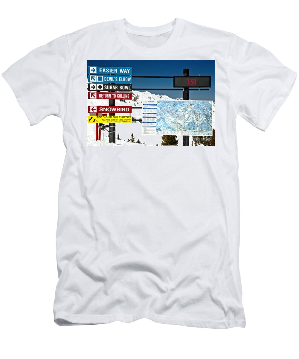 Alta T-Shirt featuring the photograph Alta Snowbird Connection by Adam Jewell