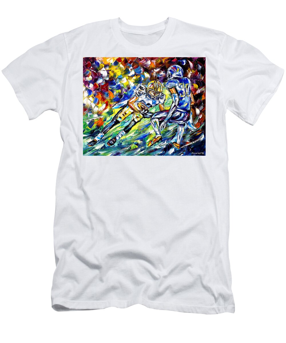 I Love Football T-Shirt featuring the painting American Football by Mirek Kuzniar