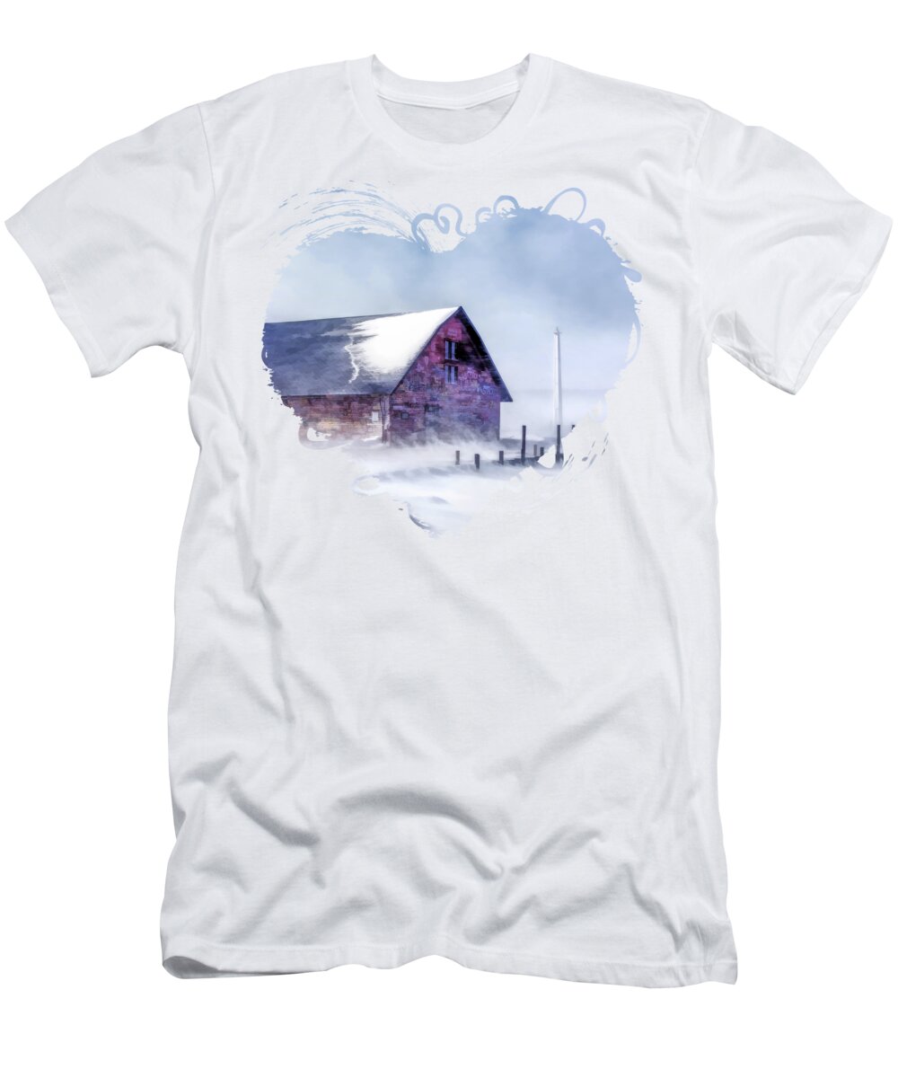 Anderson Dock T-Shirt featuring the painting Anderson Dock Winter Storm in Door County by Christopher Arndt