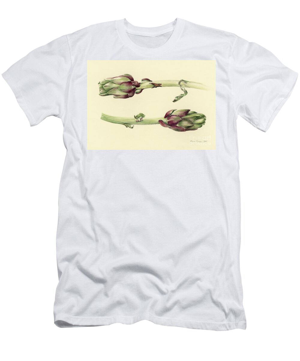 Agriculture T-Shirt featuring the painting Artichokes, 2005 by Alison Cooper