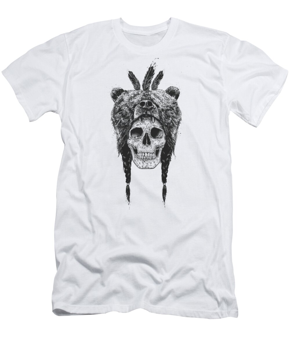 Skull T-Shirt featuring the mixed media Dead shaman by Balazs Solti