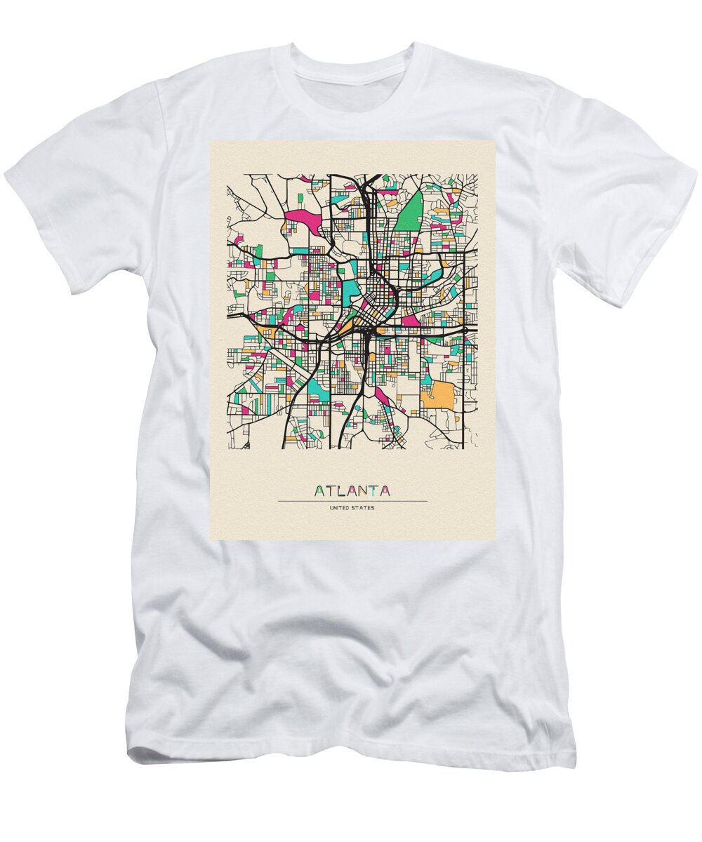 Atlanta, Georgia City Map T-Shirt by Inspirowl Design - Pixels