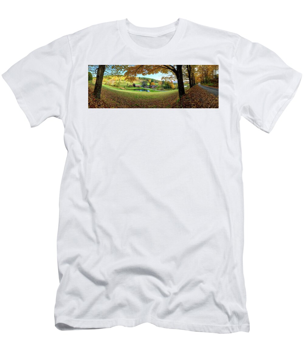 North America T-Shirt featuring the photograph Sleepy Hollow Farm Vermont #1 by OLena Art by Lena Owens - Vibrant DESIGN