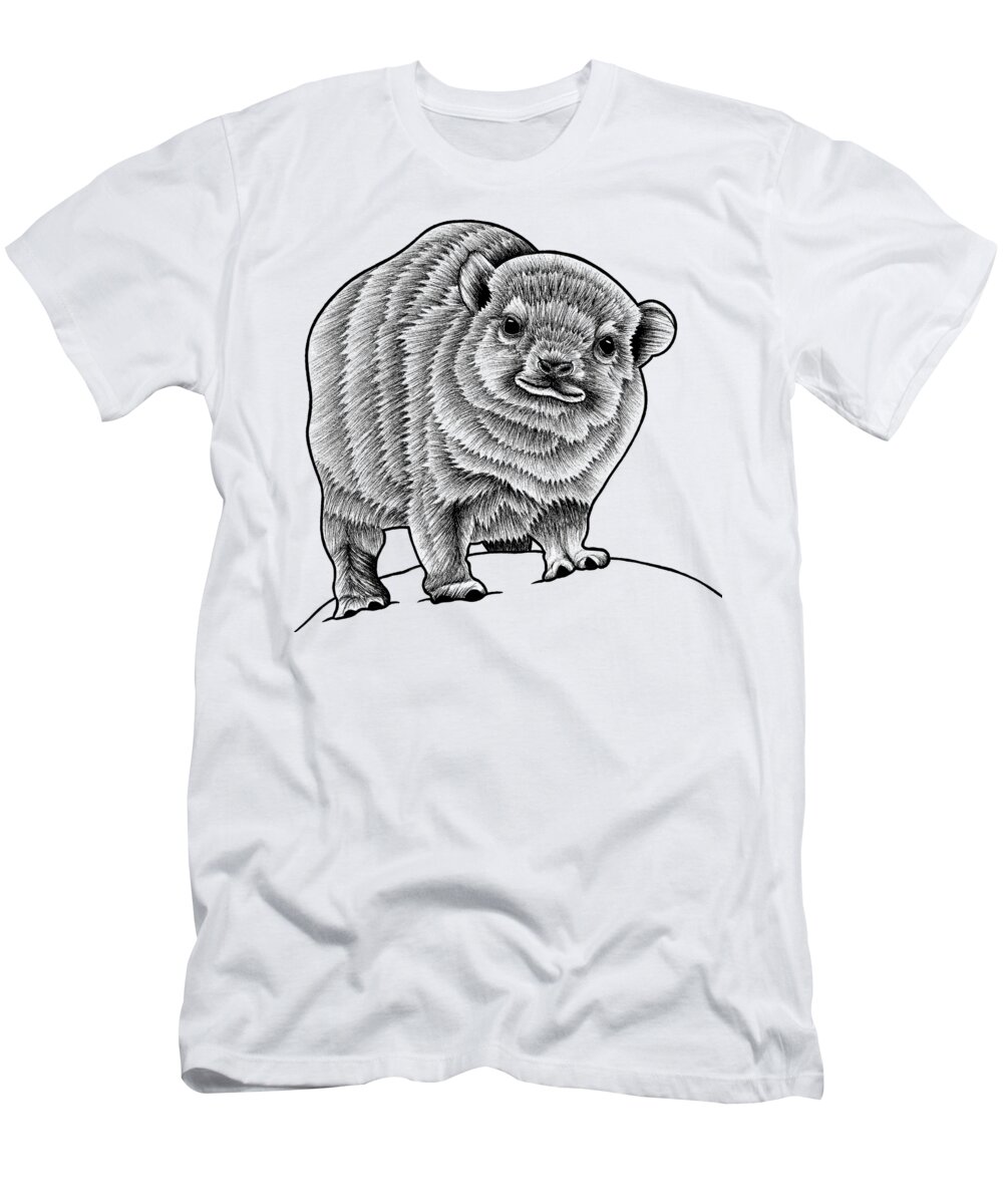 Hyrax T-Shirt featuring the drawing Baby rock hyrax by Loren Dowding