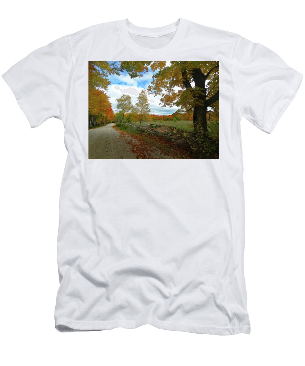 October T-Shirt featuring the photograph Back Road Fall Colors by David T Wilkinson