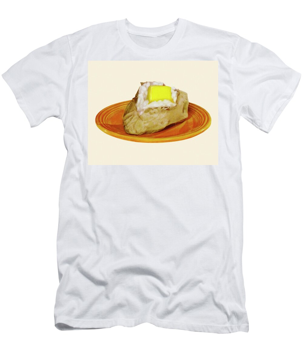 Baked Potato T-Shirt featuring the drawing Baked Potato with Butter by CSA Images