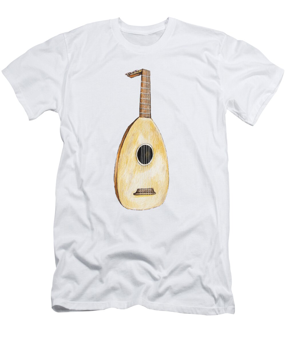 Lute T-Shirt featuring the drawing Bard by Aaron Spong