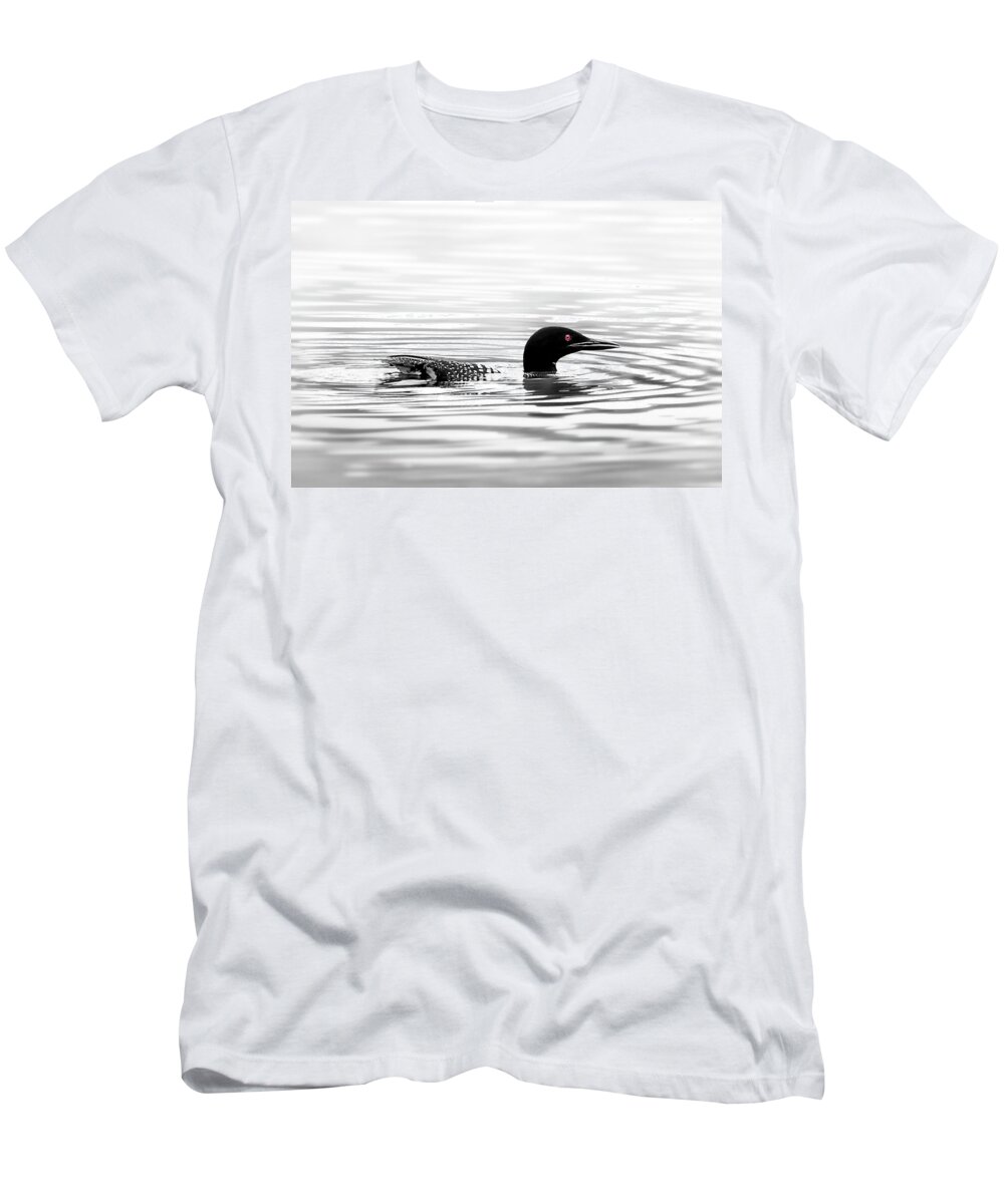 Loon T-Shirt featuring the photograph Black And White Loon by Christina Rollo