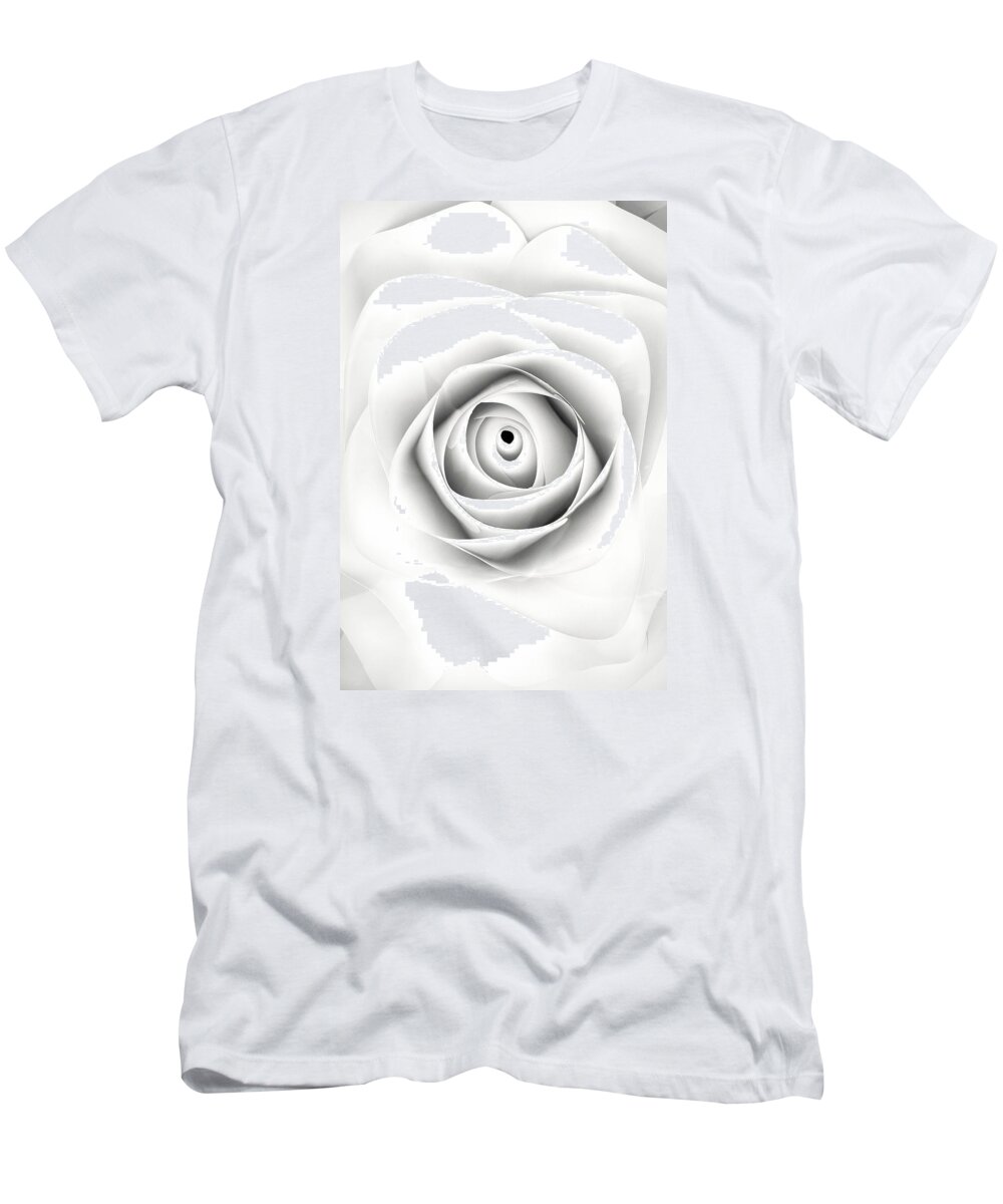 Flower T-Shirt featuring the photograph Black and White Paper Rose by Don Johnson
