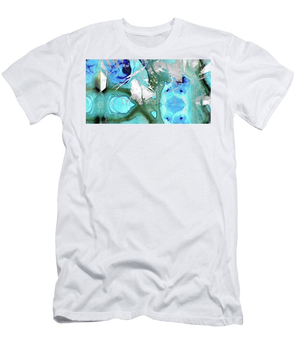 Blue T-Shirt featuring the painting Blue Abstract Art - Imagine That - Sharon Cummings by Sharon Cummings