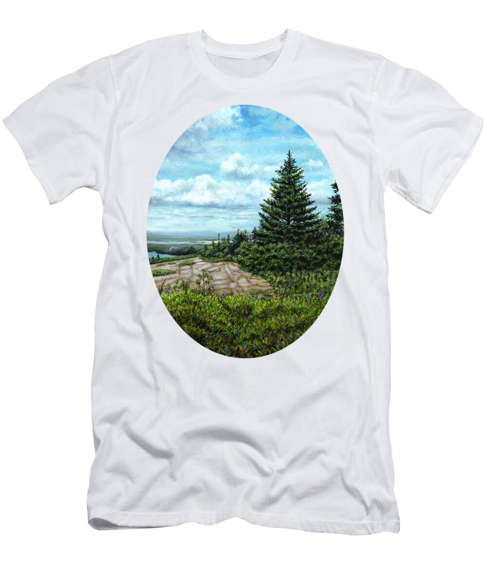 Cadillac Mountain T-Shirt featuring the painting Blueberries on Cadillac Mountain by Shana Rowe Jackson