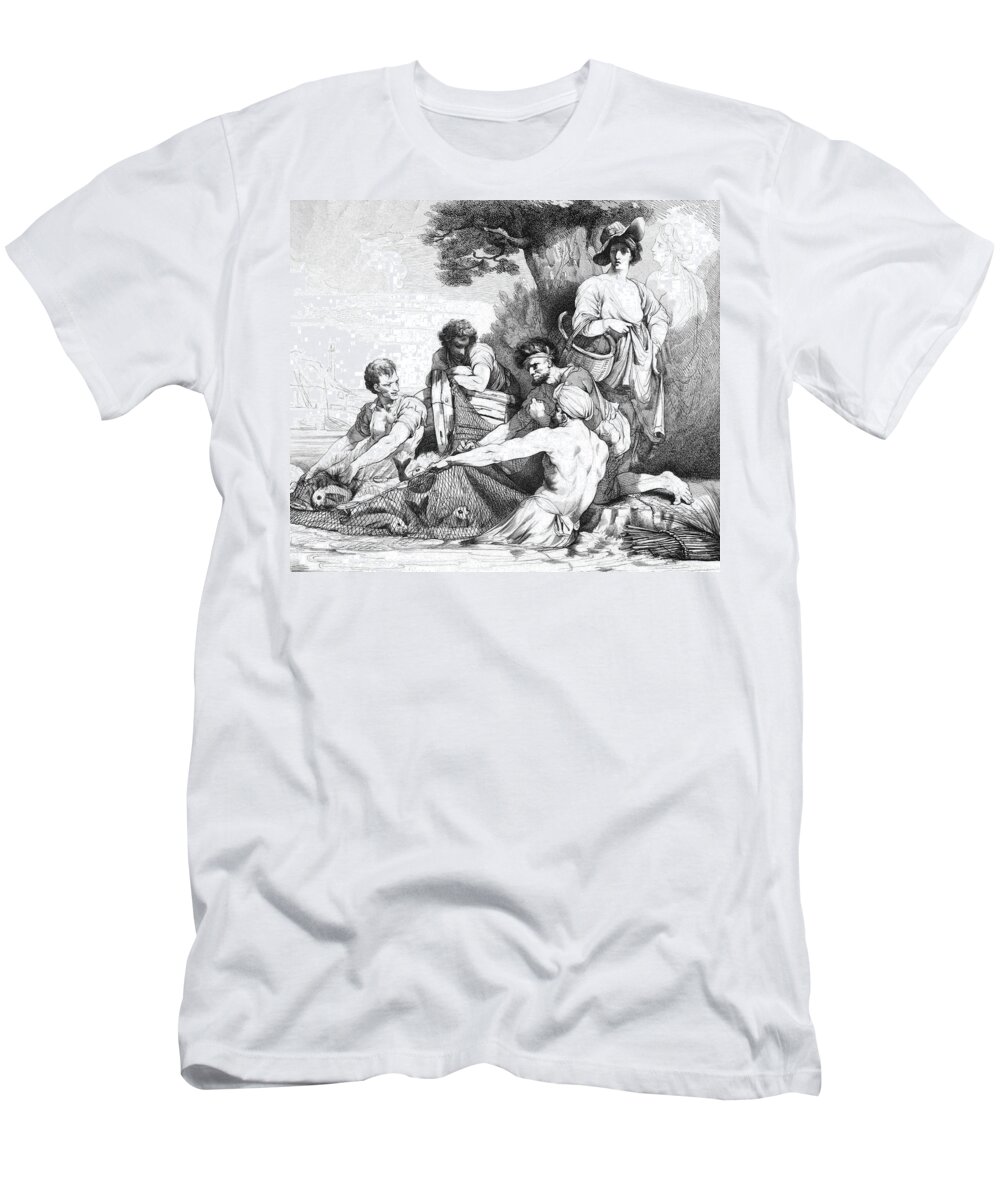 B1019 T-Shirt featuring the drawing Fishermen, 1780 by Robert Blyth