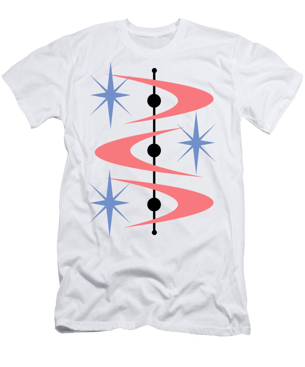 Mid Century Modern T-Shirt featuring the digital art Boomerangs and Stars by Donna Mibus